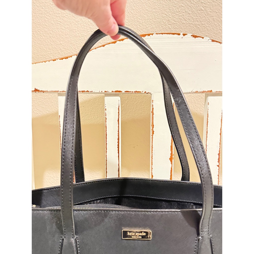 Kate Spade New‎ York Black Saffiano Leather Tote Bag Gold Tone Logo PXRU4545 - Picture 15 of 15